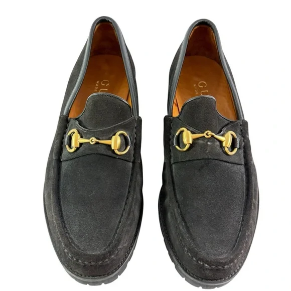 GUCCI Vintage Black Suede Horsebit Men's Loafers Made in Italy 9D - 9.5US - Picture 1 of 12
